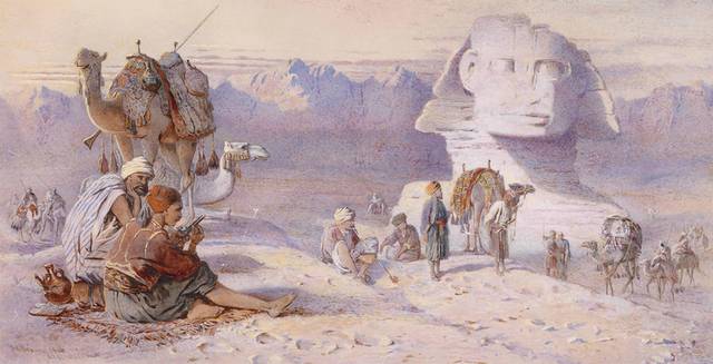 骑骆驼的人风景装饰画