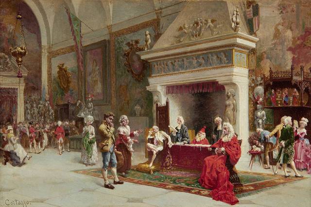 坐在长桌旁的男人宫廷油画装饰画