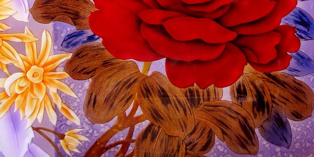 红色艳丽花朵玄关画