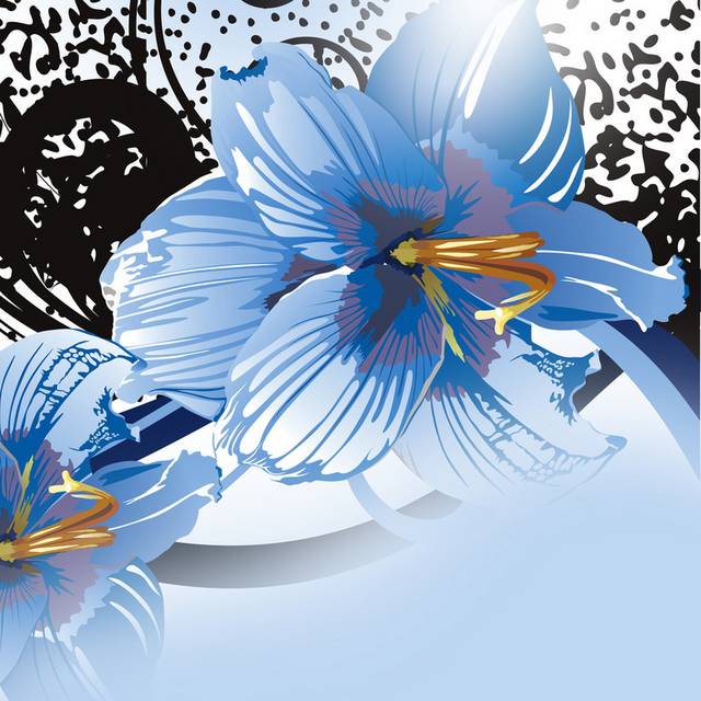 蓝色花卉创意装饰画5