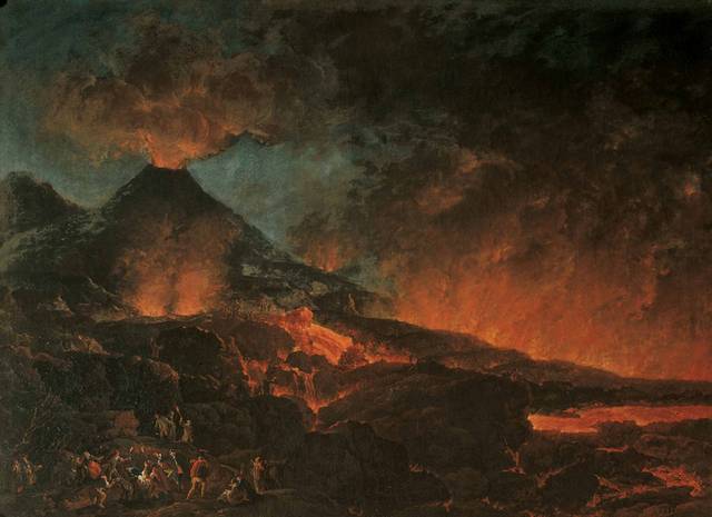 油画火山喷发装饰画
