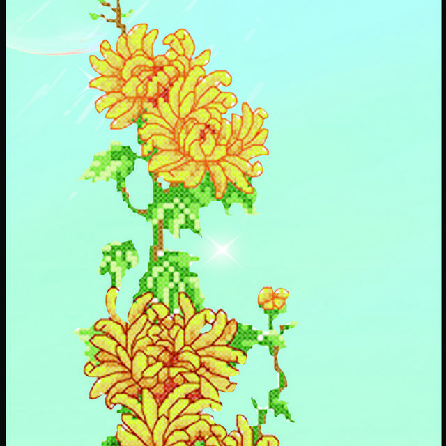金色菊花国画