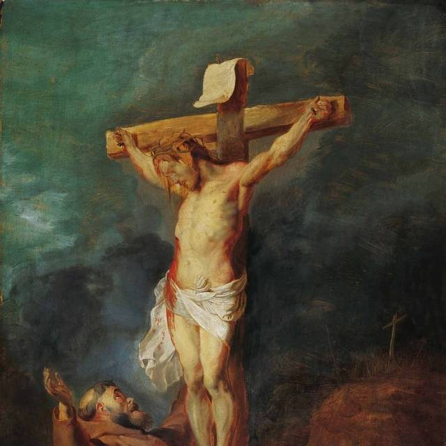 油画耶稣十字架装饰画
