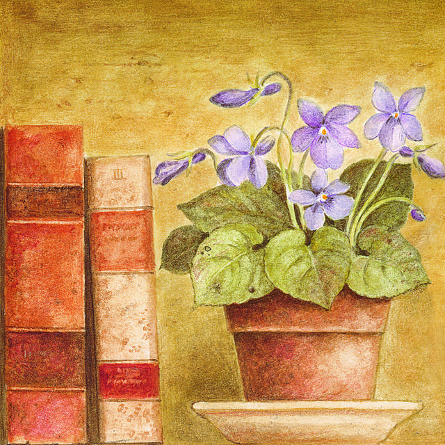 书本花朵客厅装饰画2