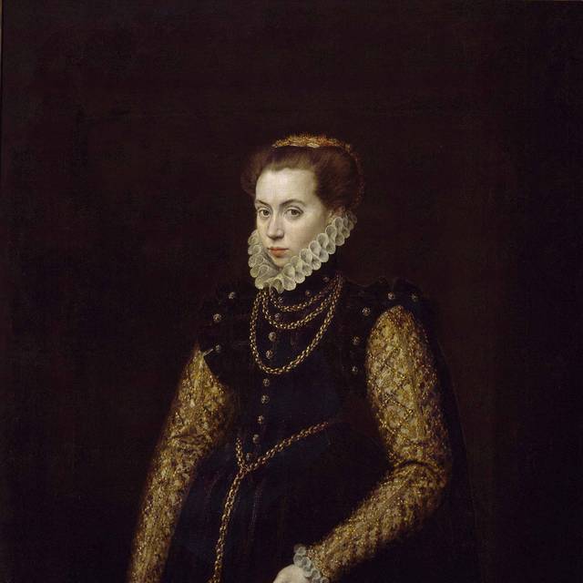 拿着金链子的女人宫廷油画装饰画