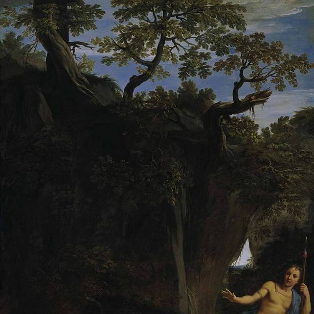 油画女性戏水装饰画