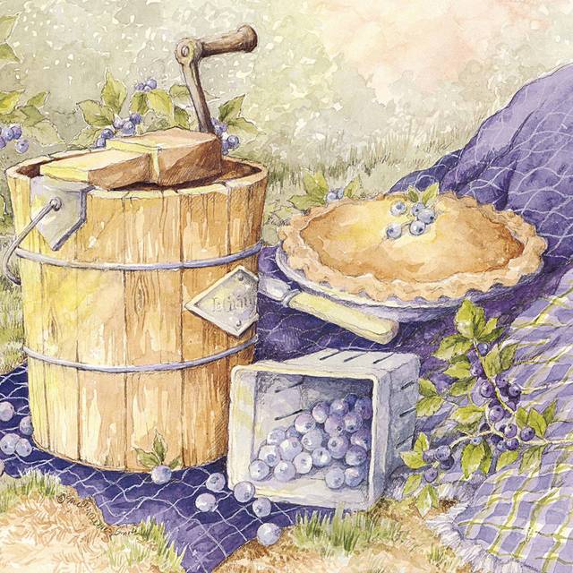 水彩蓝莓无框画