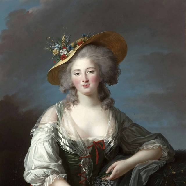 戴遮阳帽的女人欧洲宫廷油画