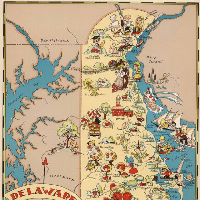 1935年出版特拉华州地图装饰画