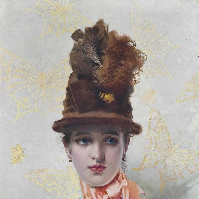 棕色帽子的女孩宫廷油画装饰画