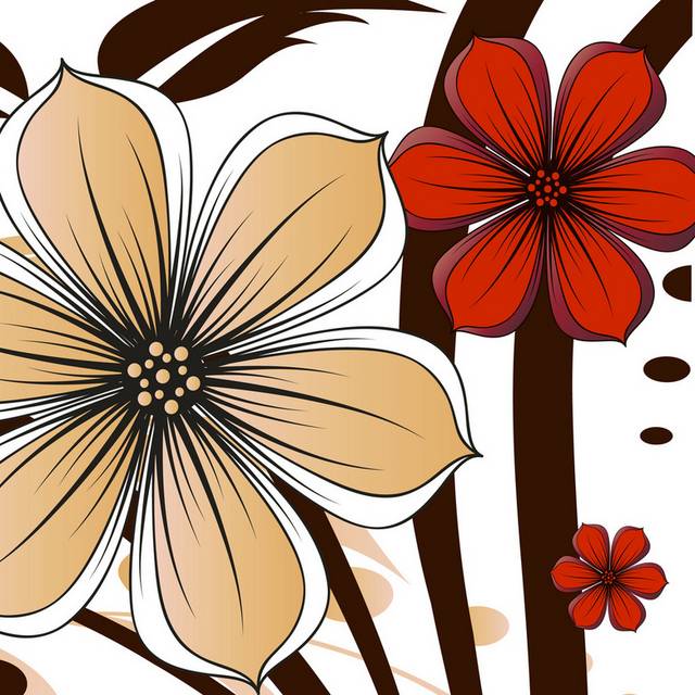 泼墨黑褐色花藤红褐色花卉装饰画2