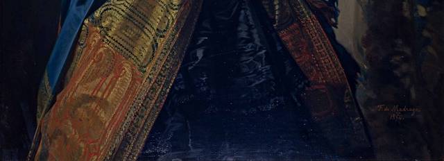 穿蓝色裙子的妇人宫廷油画装饰画