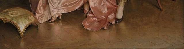 穿粉色绸缎的女孩欧洲宫廷油画
