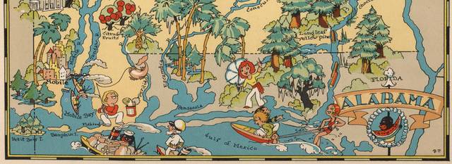 1935年出版阿拉巴马州地图装饰画