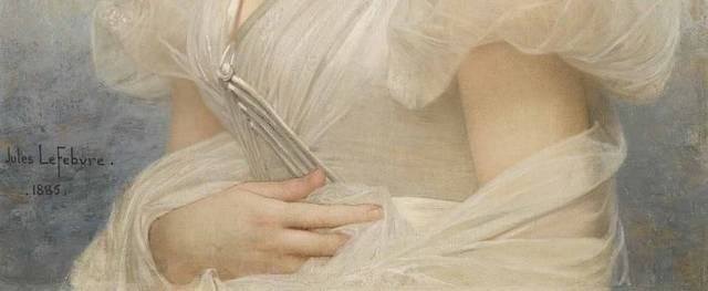 抱臂的白纱裙女孩宫廷油画装饰画