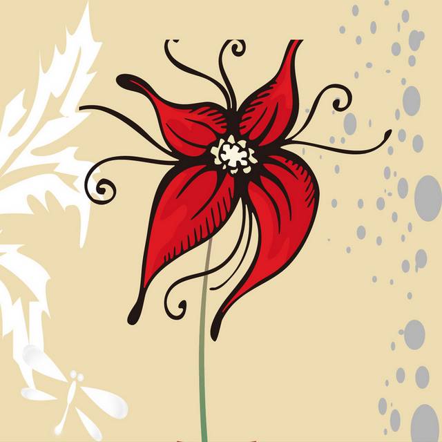 墨蓝米色图框手绘花瓶花卉装饰画1