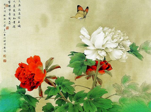 红白花朵装饰画