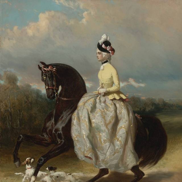 骑马的贵族女孩欧洲宫廷油画
