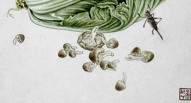 白菜工笔装饰画