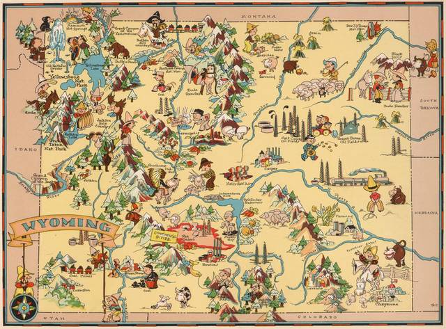 1935年出版怀俄明州地图装饰画