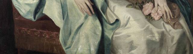 穿蓝白裙子的女人宫廷油画装饰画