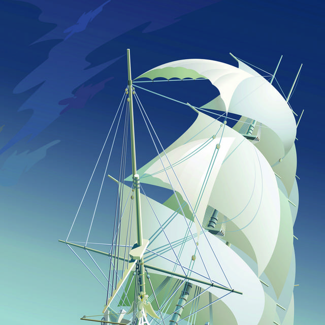 卡通帆船装饰画4