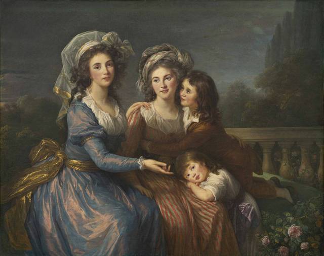 贵族母子欧洲宫廷油画