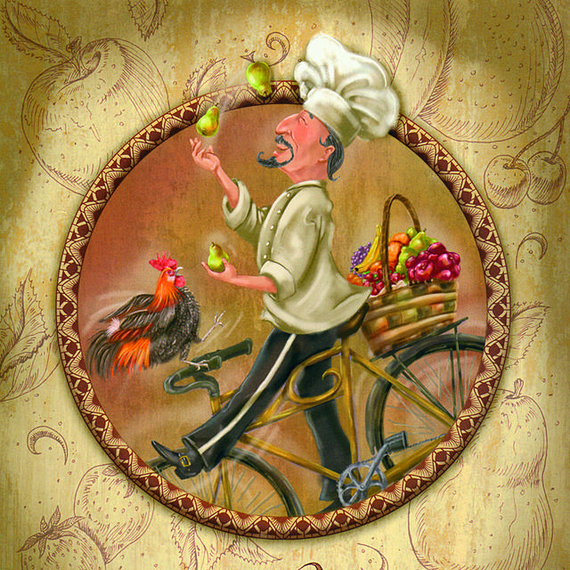 骑车的厨师装饰画1