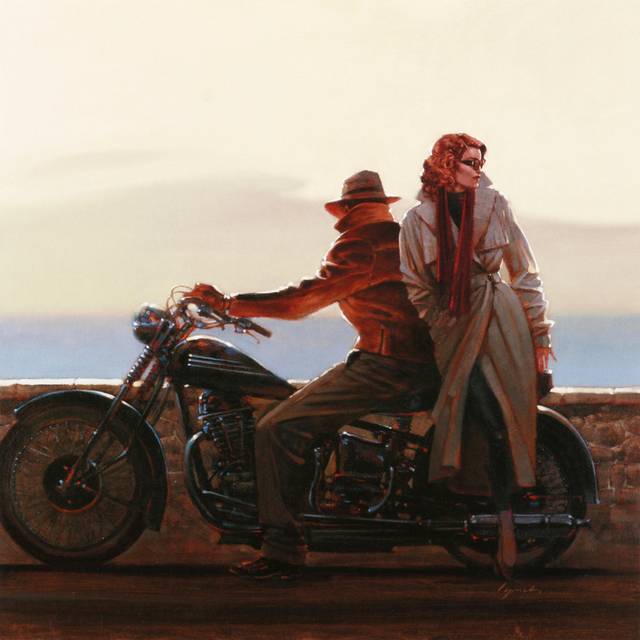 骑摩托的男人装饰画