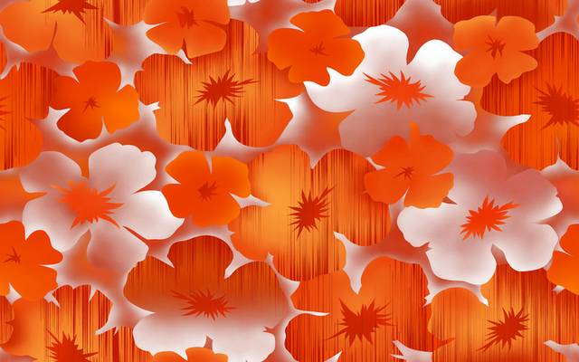 橙色简约花朵客厅墙画