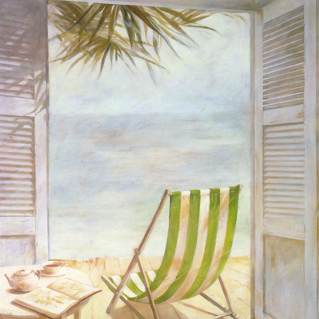 阳光下的沙滩椅装饰画
