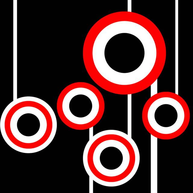 黑底红白黑圆圈线条装饰画2