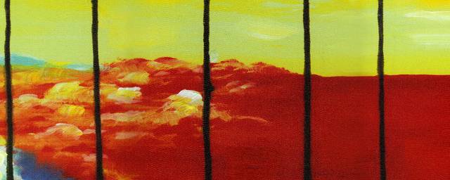 夕阳下的树客厅装饰画1