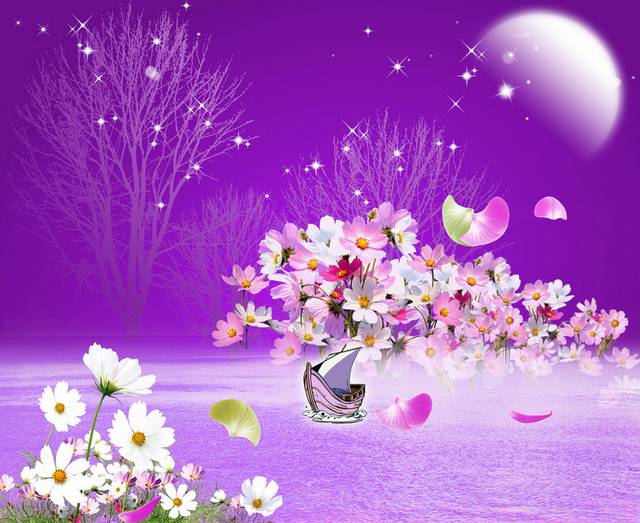 紫色美丽鲜花时尚装饰画