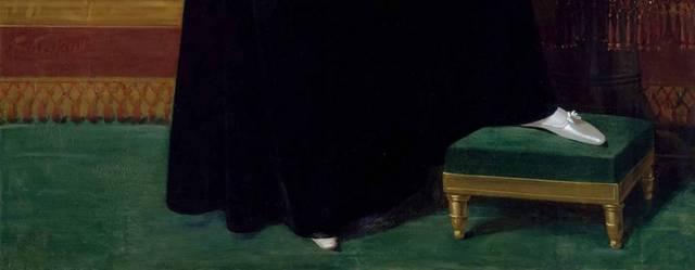 弹乐器的黑裙女孩欧洲宫廷油画
