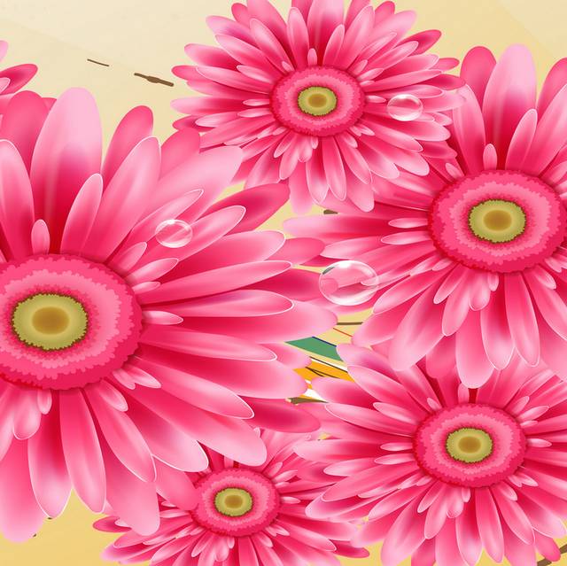 泼墨绚丽条纹粉色花卉装饰画1