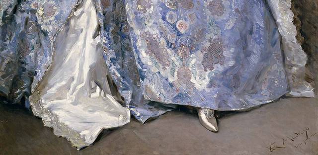 坐在沙发上的蓝裙妇人宫廷油画装饰画