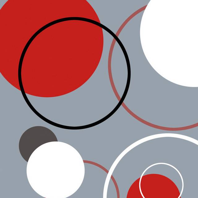 灰底红黑褐色圆形装饰画2