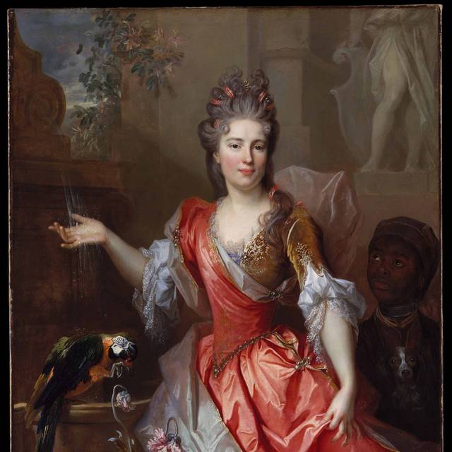 鹦鹉和妇人宫廷油画装饰画