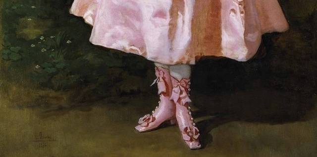 粉色鞋子的女孩宫廷油画装饰画
