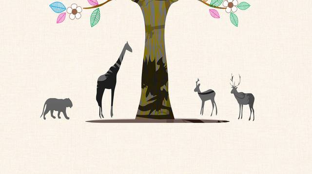 麋鹿大树装饰画