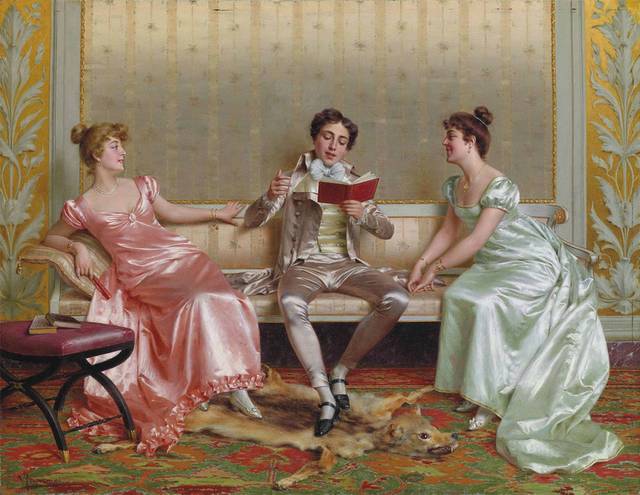 听人读书的女孩们宫廷油画装饰画