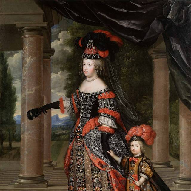 衣着华丽的母女欧洲宫廷油画