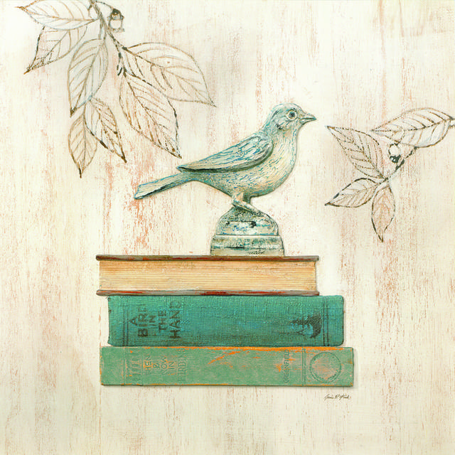 书本上的小鸟装饰画