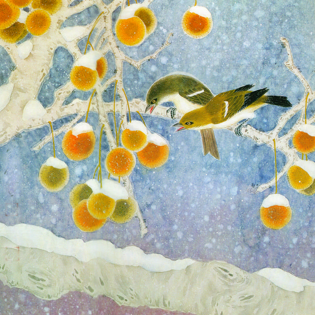小鸟与果实装饰画