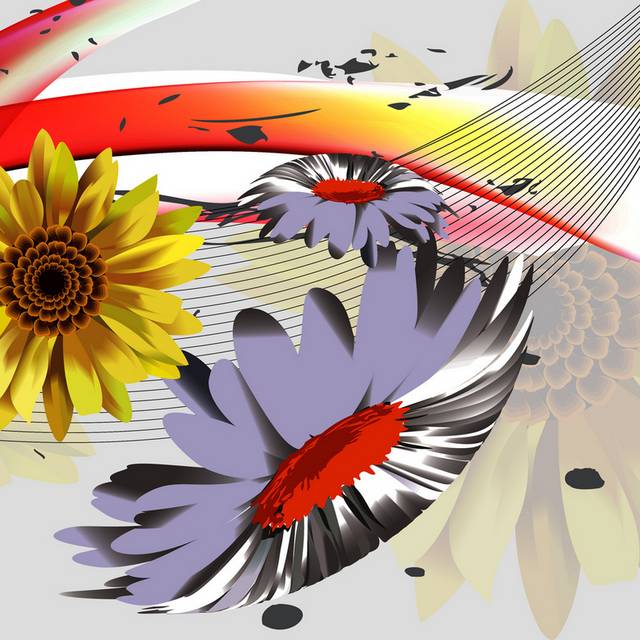 抽象手绘非洲菊线条装饰画2