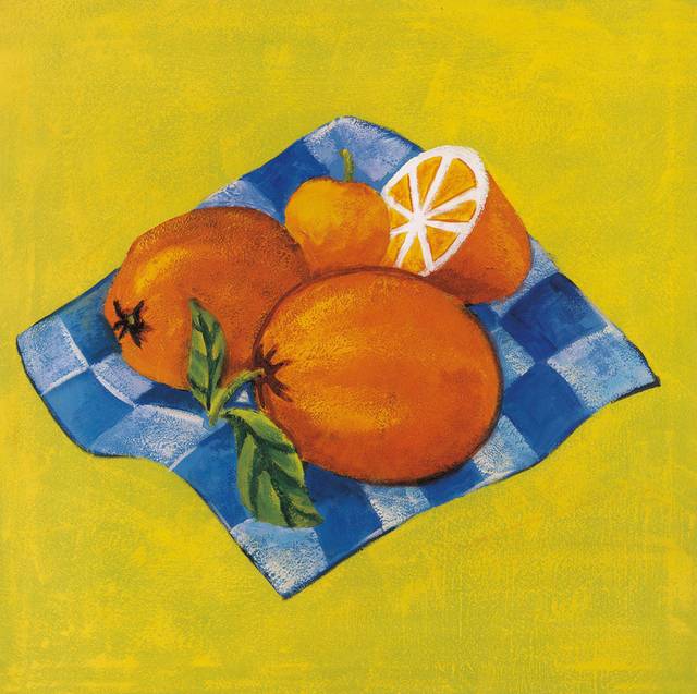 手绘橙子装饰画