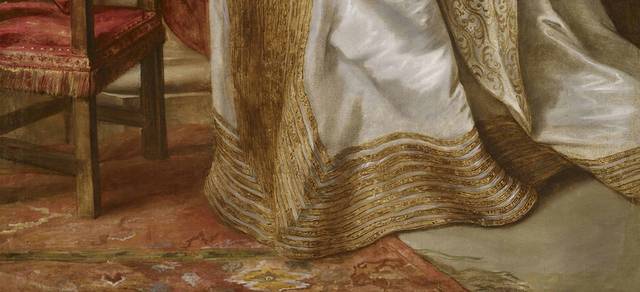 金色裙子的贵族女人宫廷油画