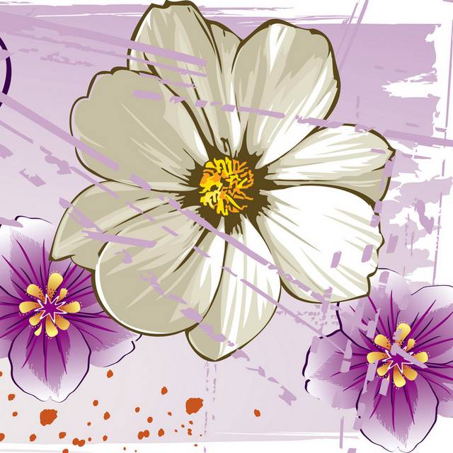 紫白时尚花朵无框画3