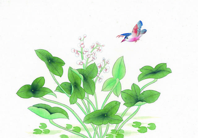 绿叶小鸟工笔装饰画